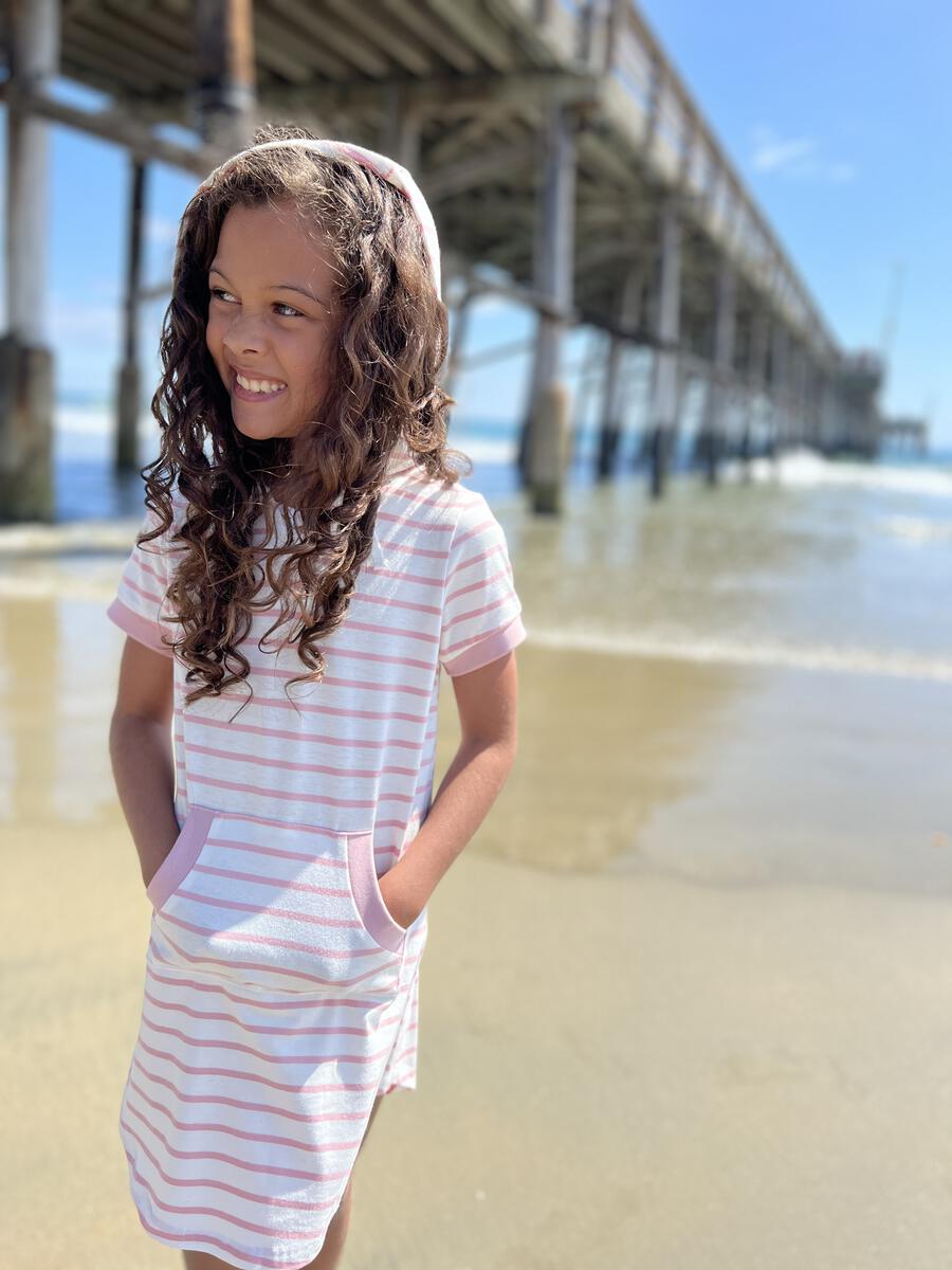 TRACEY DRESS - PINK/IVORY STRIPE