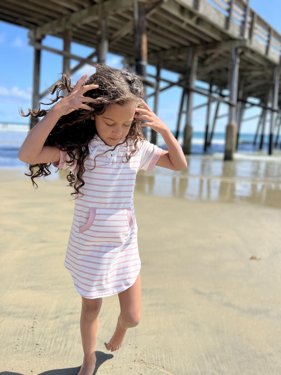 TRACEY DRESS - PINK/IVORY STRIPE