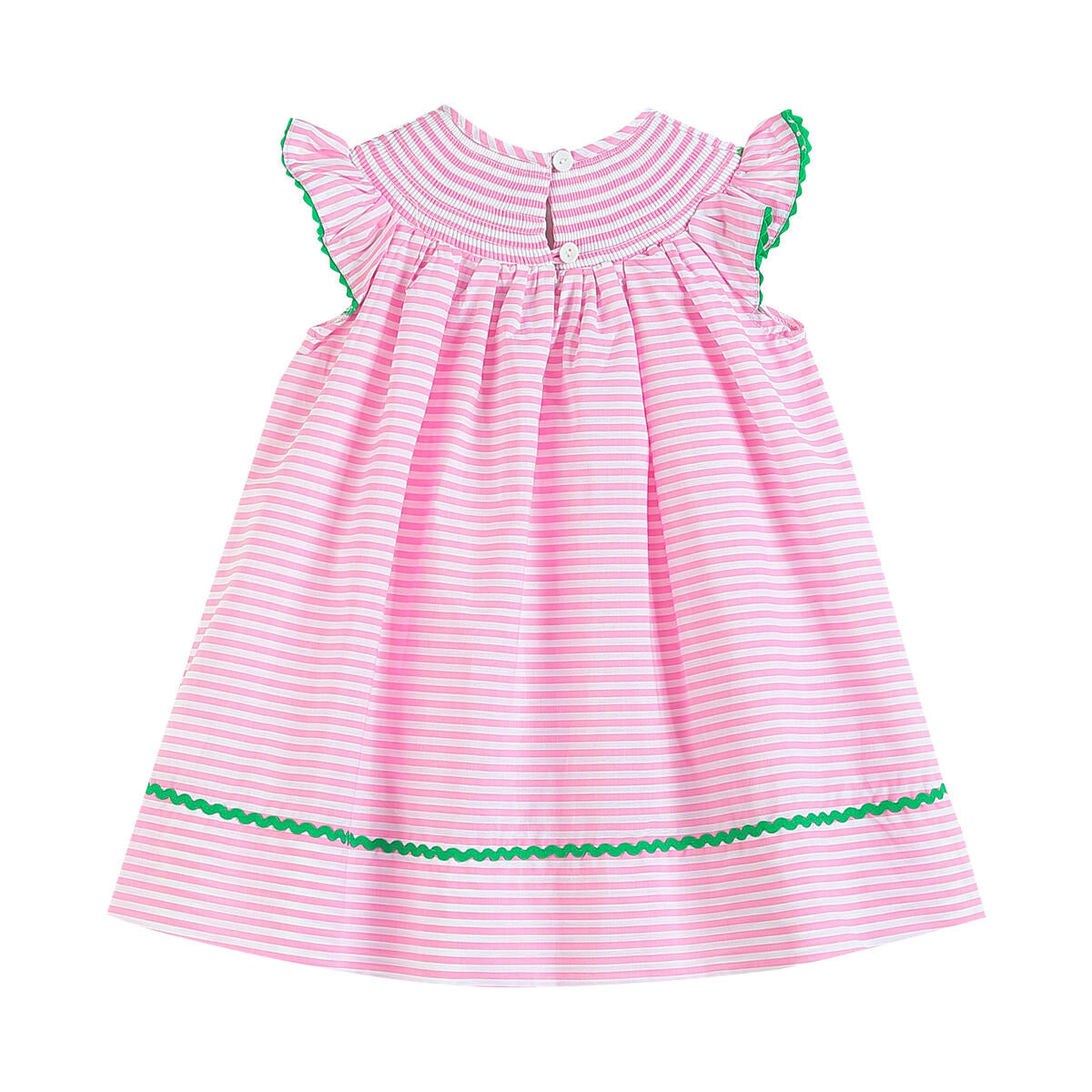 PINK STRIPE SMOCKED WATERMELON DRESS