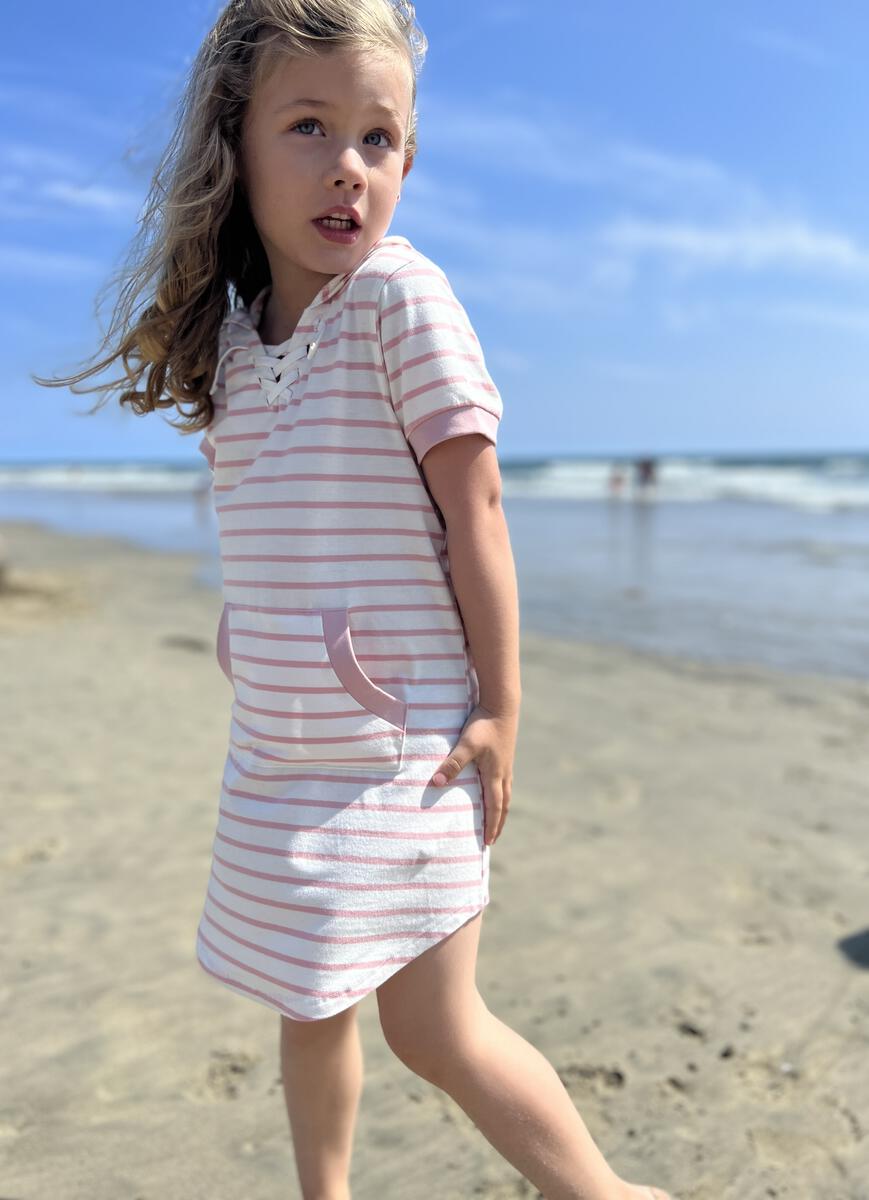 TRACEY DRESS - PINK/IVORY STRIPE