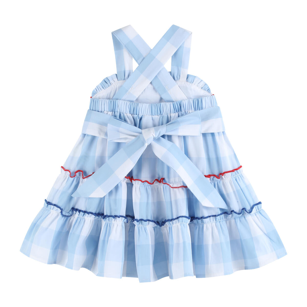BLUE GINGHAM LAYERED SUNDRESS