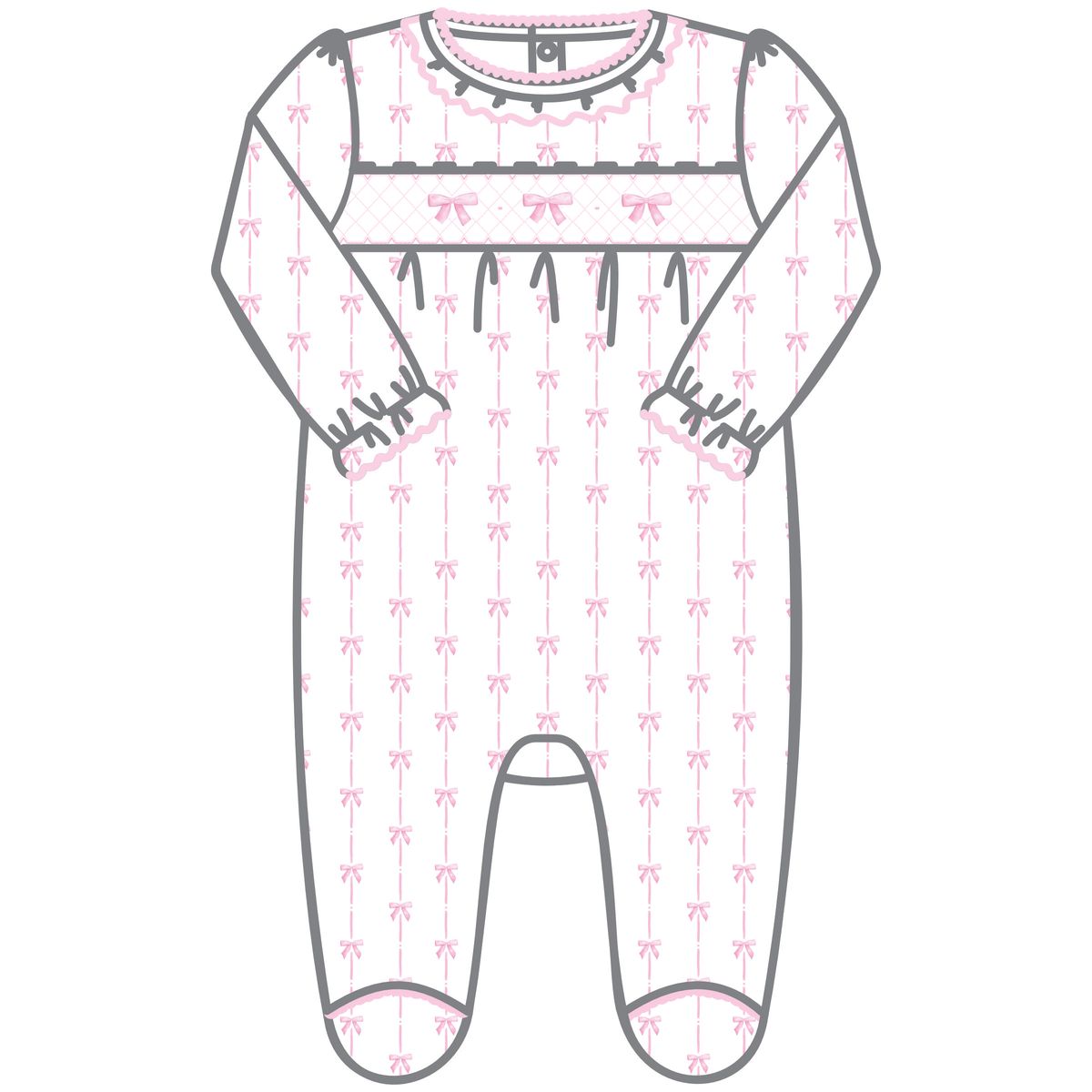 AMELIA'S CLASSIC PINK SMOCKED FOOTIE