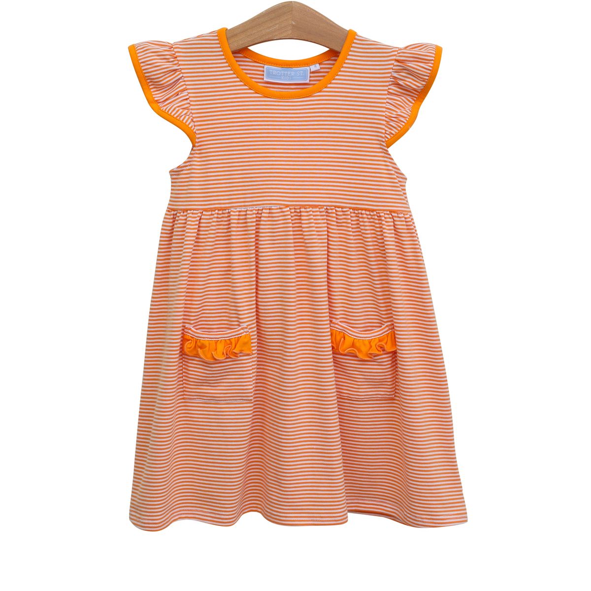 orange game day dress Yellow Lamb Girls Game Day Tiered Dress - Gold Footballs