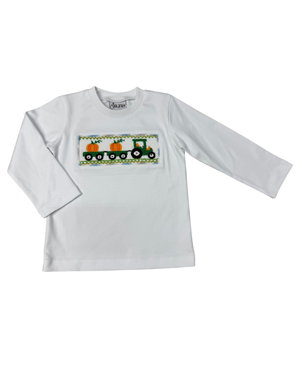 LS SMOCKED TRACTOR AND PUMPKIN TOP