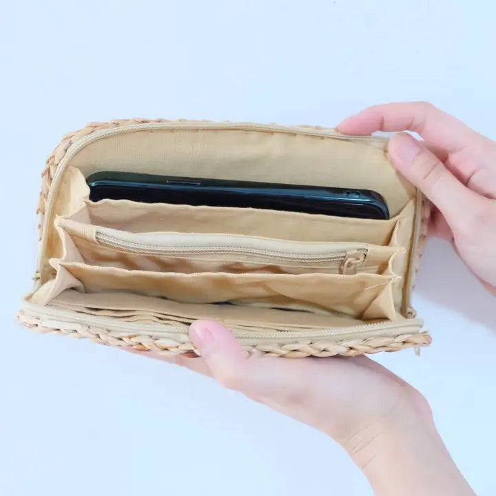 WOVEN CLUTCH W/ SILK TASSEL KEY CHAIN