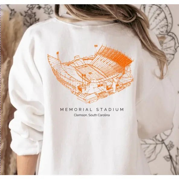 TIGERS FOOTBALL MEMORIAL STATIUM SWEATSHIRT - WHITE