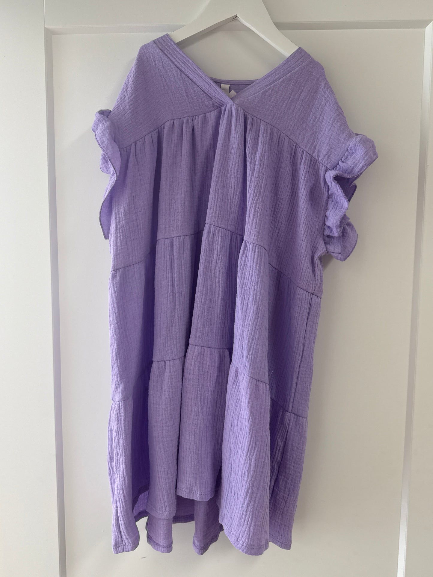 RUFFLE TIERED GAUZE DRESS