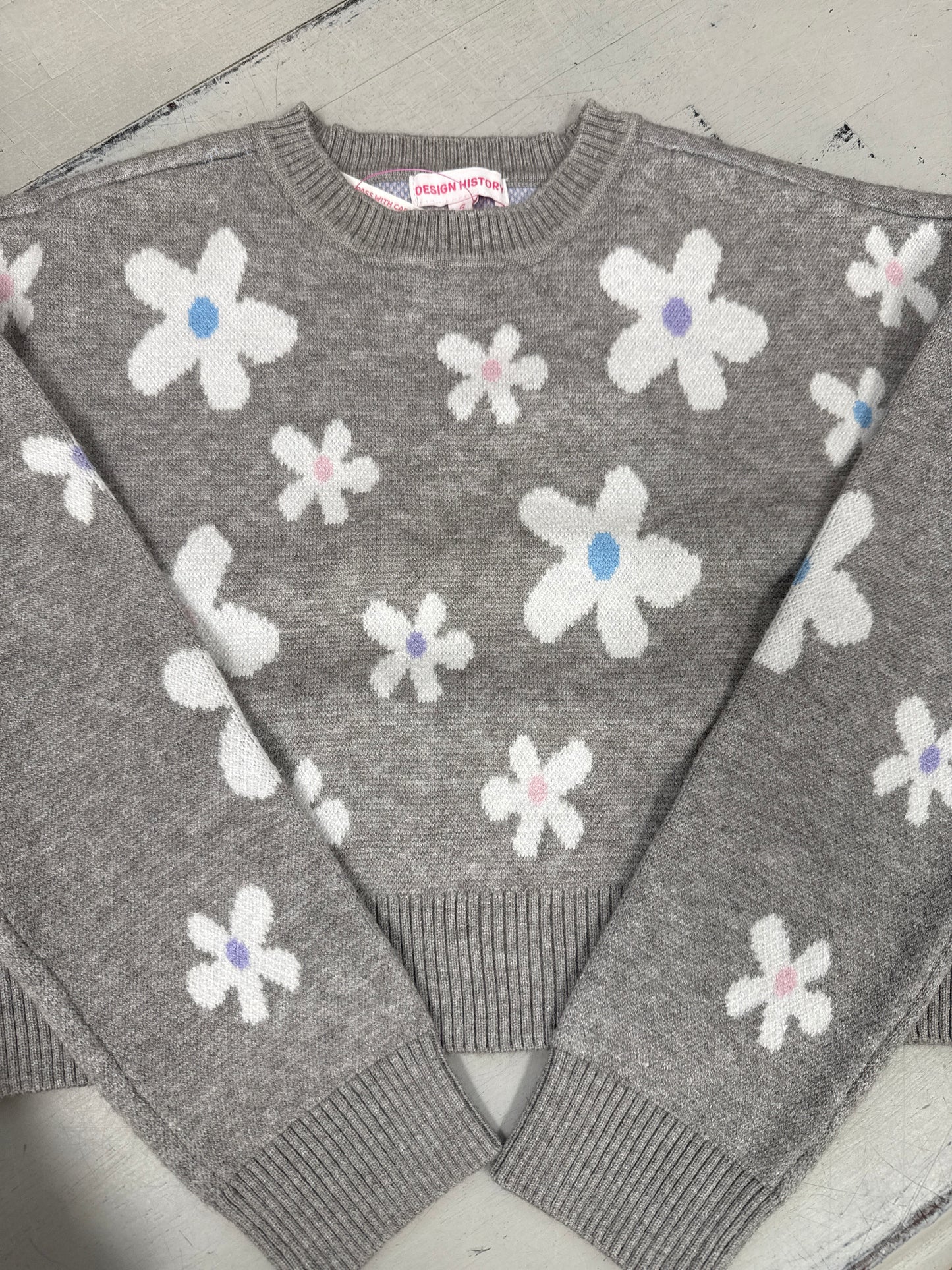MARBLE HEATHER COMBO SWEATER - FLOWER