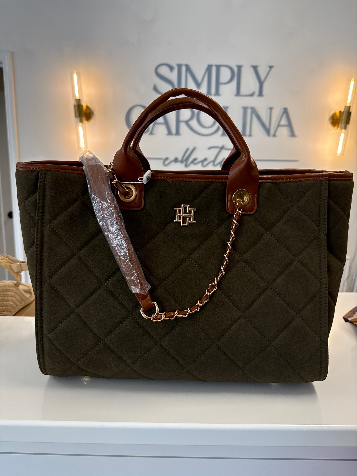 MISSY TOTE - OLIVE SUEDE
