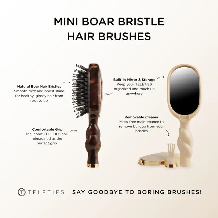 MINI BOAR BRISTLE HAIR BRUSH - ASSORTED