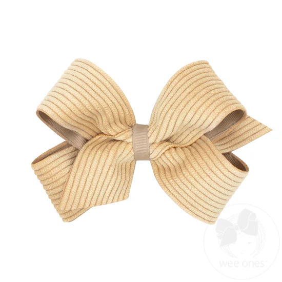 MEDIUM BOW W/ CORDUROY OVERLAY - TAN