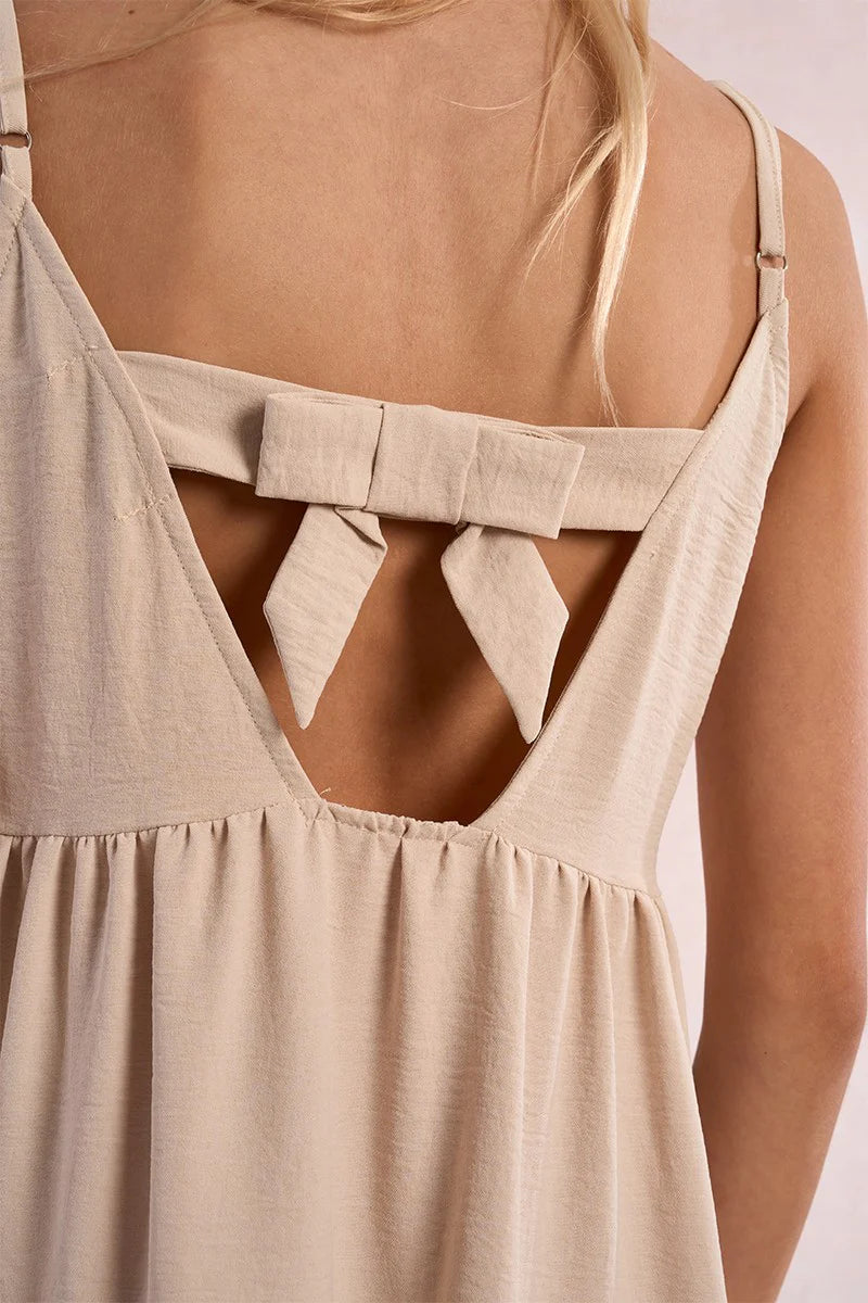 SHORT RUFFLE DRESS - CREAM