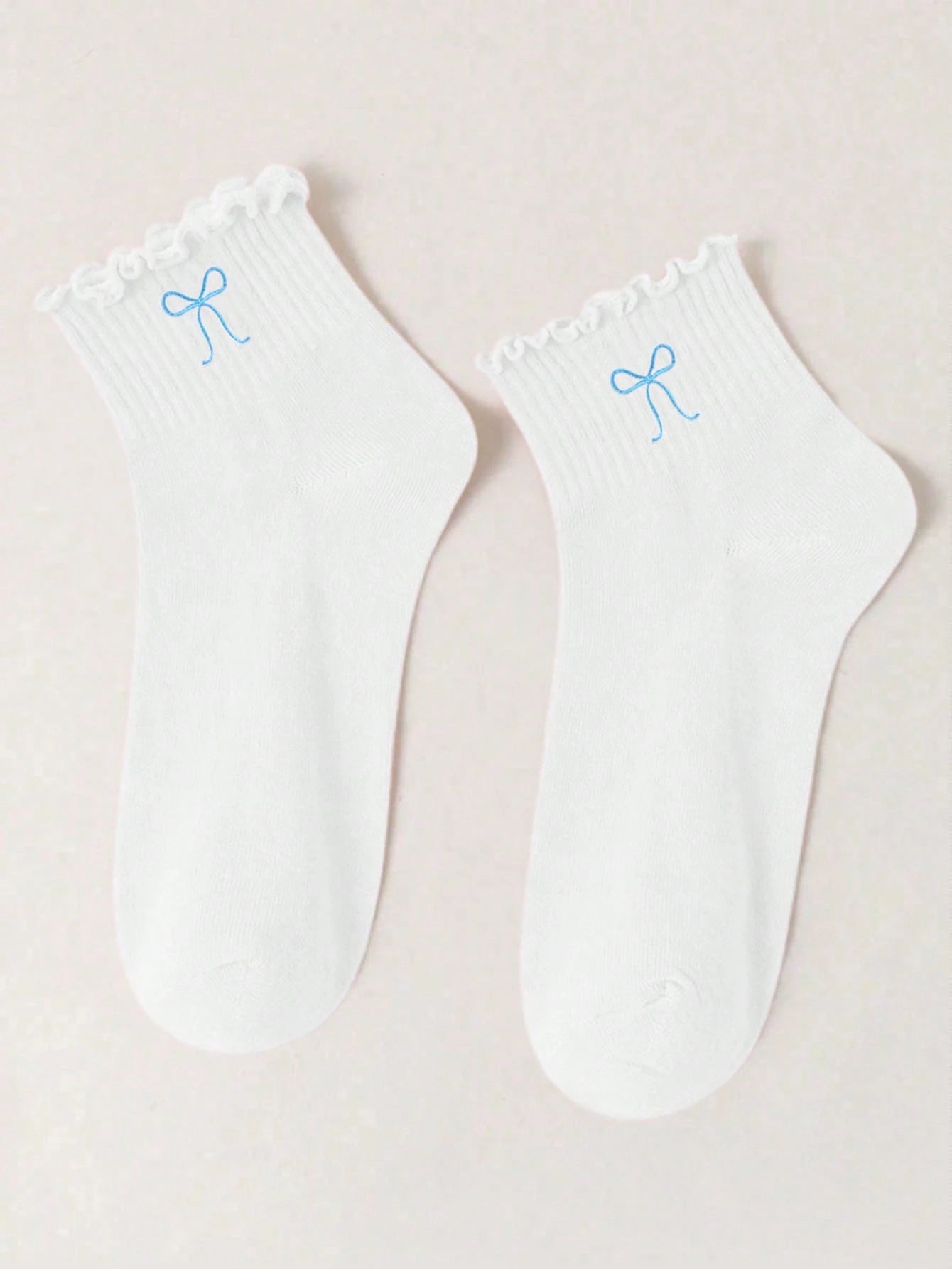 MID-CALF SOCKS WITH BOW TIE DECORATION - BLUE
