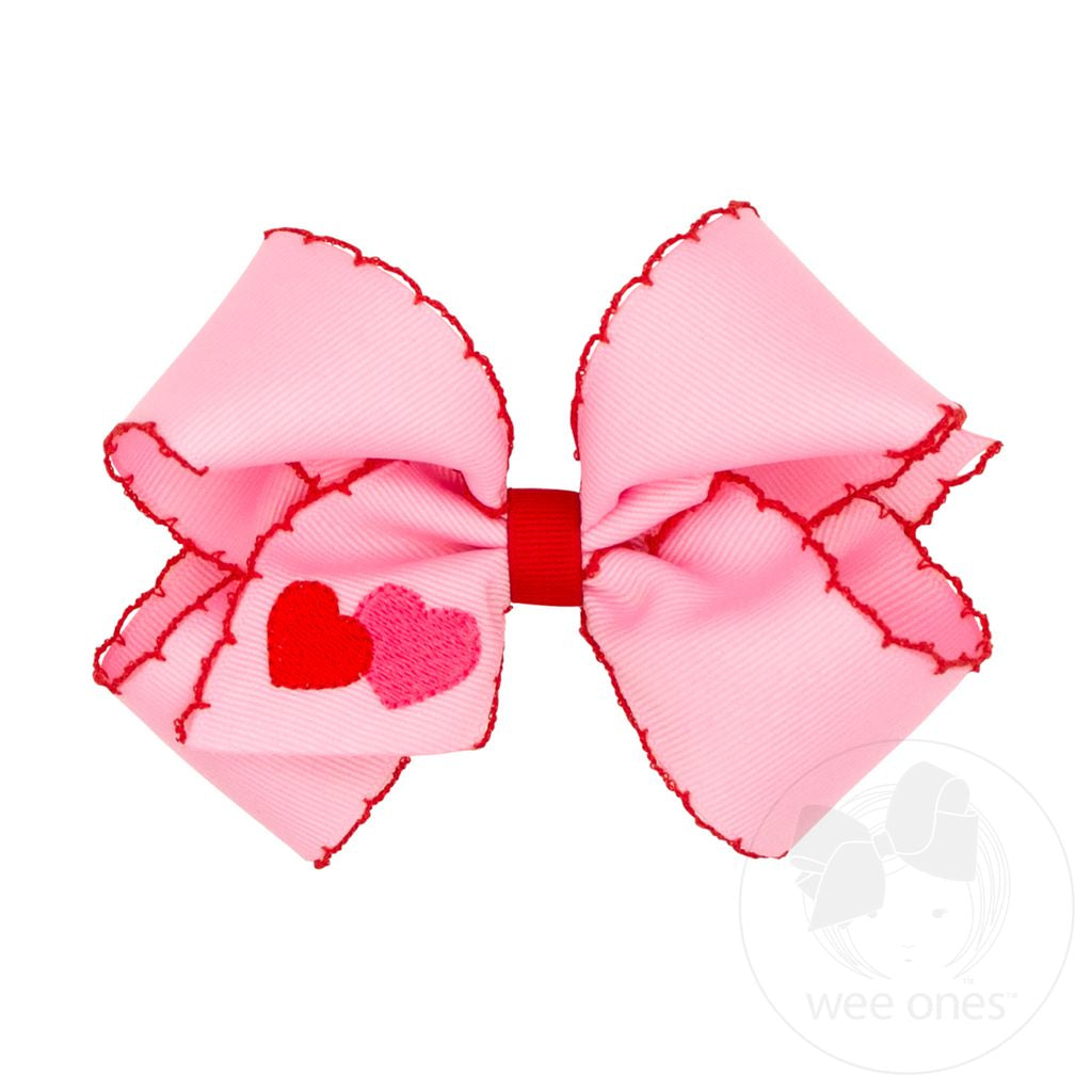 MEDIUM VALENTINE MOONSTICH BOW - PEARL/RED