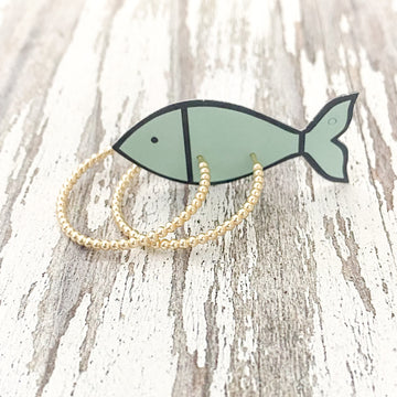 1.25" BEADED HOOPS - GOLD