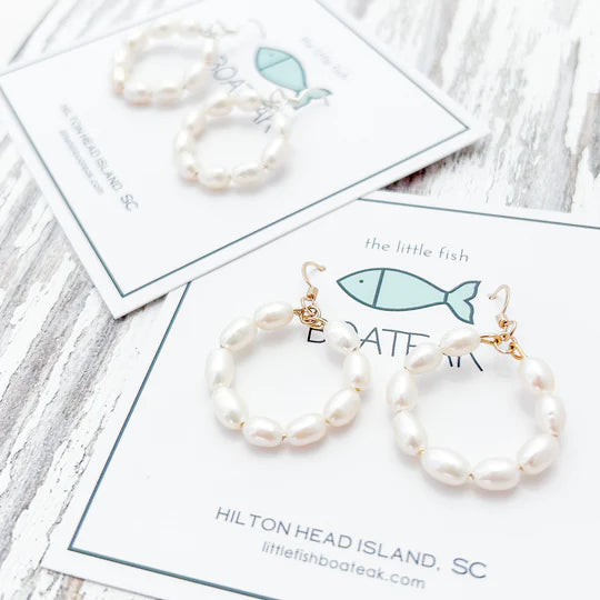 CHARLESTON PEARL SMALL HOOPS - GOLD