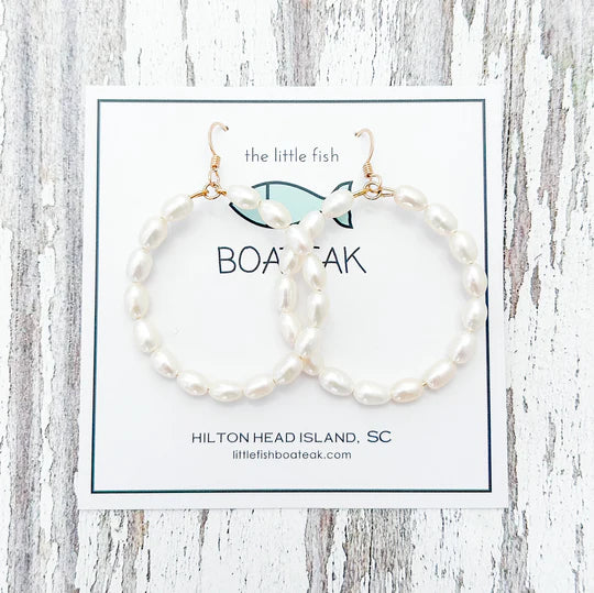 CHARLESTON PEARL LARGE HOOPS - GOLD