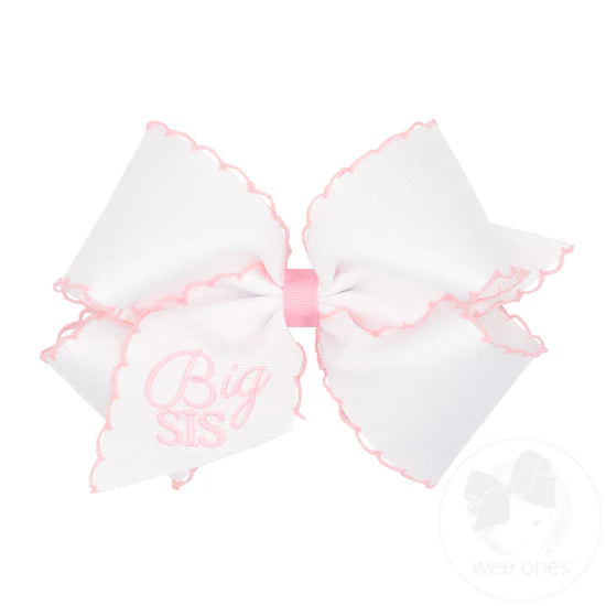KING GROSGRAIN BIG SIS BOW W/ PINK MOONSTICTCH EDGE