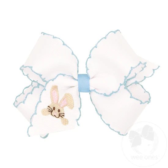 BUNNY FACE MOONSTITCH GROSGRAIN HAIR BOW