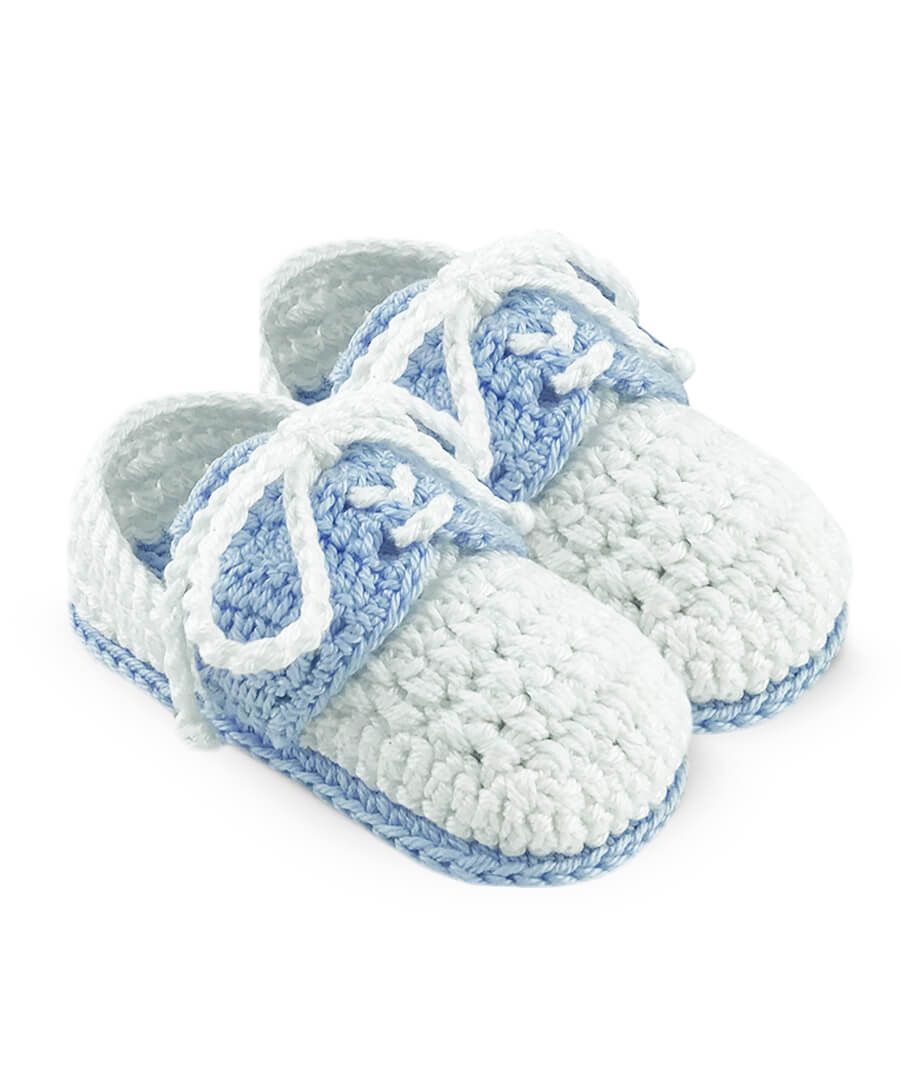 JEFFERIES SOCKS BABY BOY OXFORD CROCHET BOOTIE - BLUE/WHITE