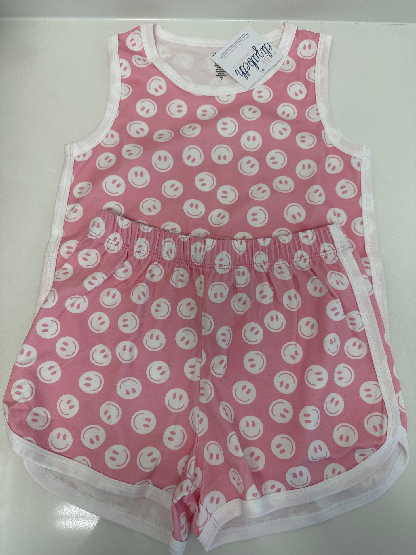TANK LOUNGE SET - PINK SMILEY FACE