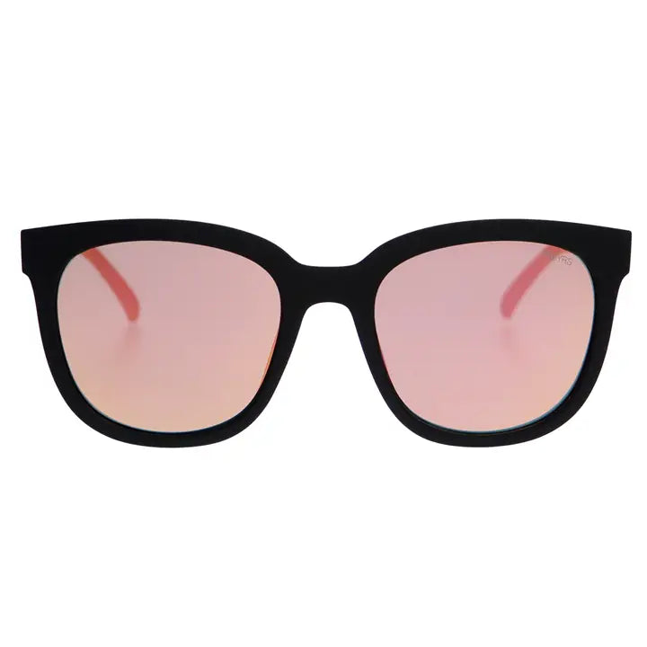 TAYLOR OVERSIZED SUNGLASSES - MATTE BLACK/PINK MIRROR