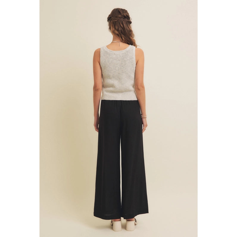 RIB SWEATER KNIT TANK TOP - ASH BLUE