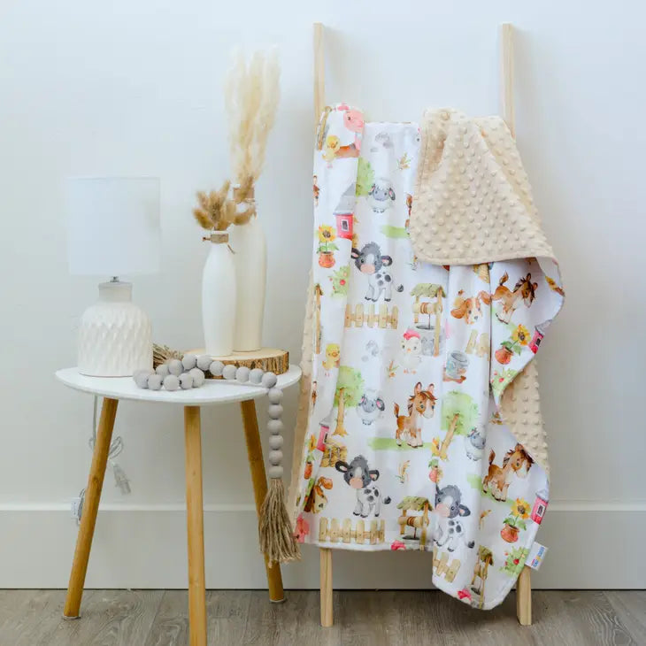 BABY & TODDLER MINKY BLANKET - FARM ANIMALS