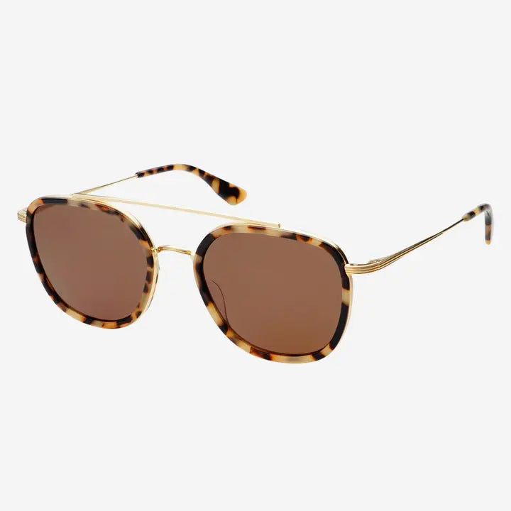 WESTON ACETATE ROUND UNISEX SUNGLASSES - MILKY TORTOISE/BROWN