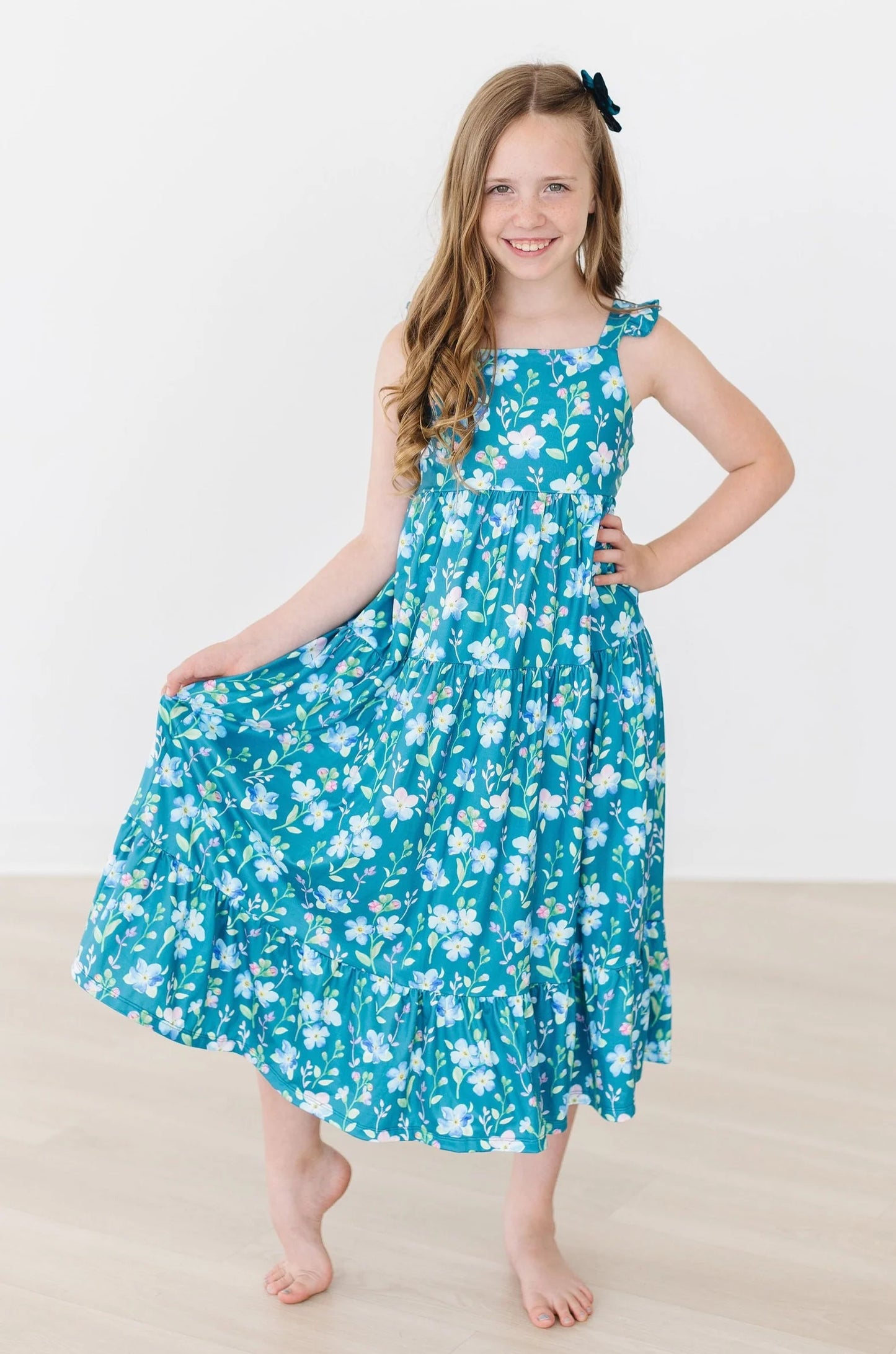 FLORAL BREEZE RUFFLE MAXI DRESS