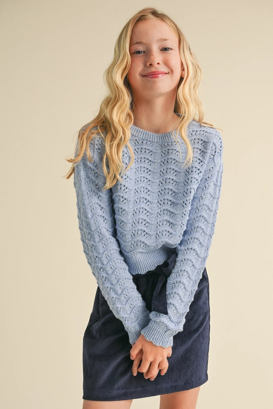 GIRLS WAVY KNITWEAR PULLOVER