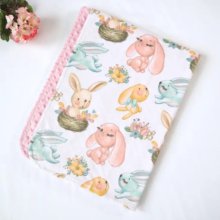 BABY & TODDLER MINKY BLANKET - BUNNIES