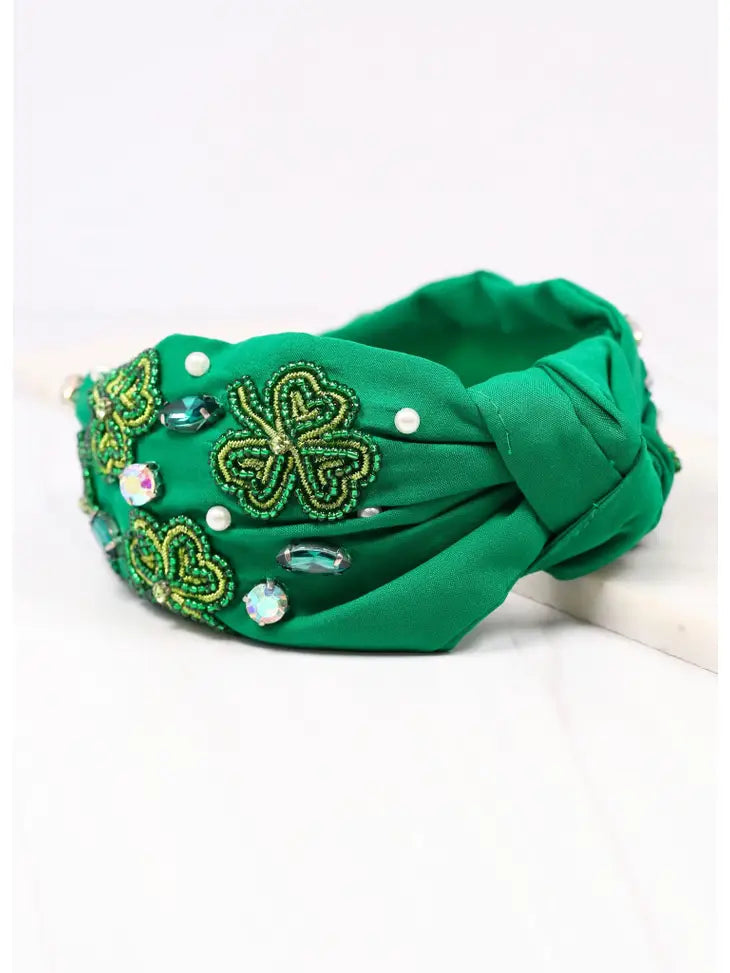 SHAMROCK EMELLISHED HEADBAND - GREEN