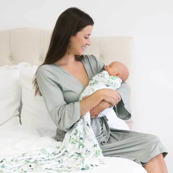 SOLID BAMBOO KNIT MATERNITY ROBE - ASSORTED COLORS
