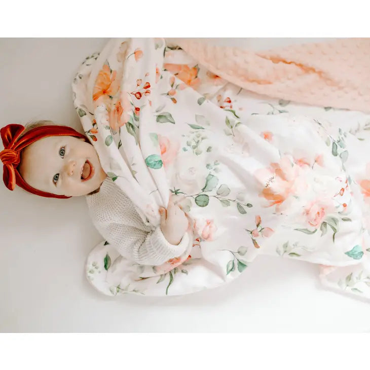 PREMIUM BABY & TODDLER BLANKET - PEACH FLORAL