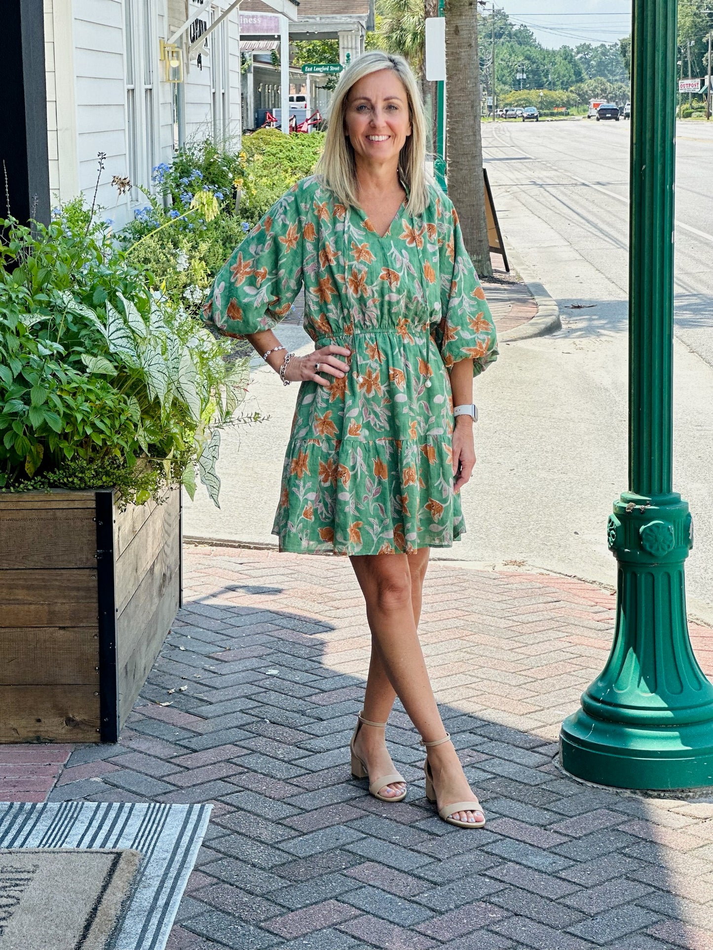 FLORAL PRINT DRESS - GREEN