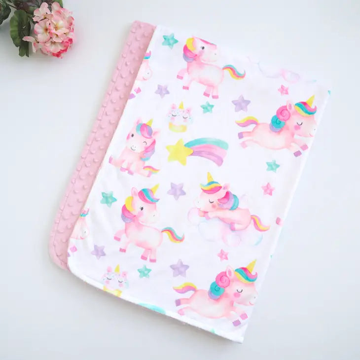 BABY & TODDLER MINKY BLANKET - UNICORNS