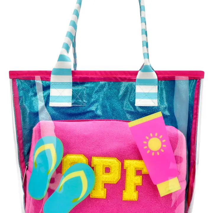 POOL PARTY CLEAR TOTE 2-PIECE SET