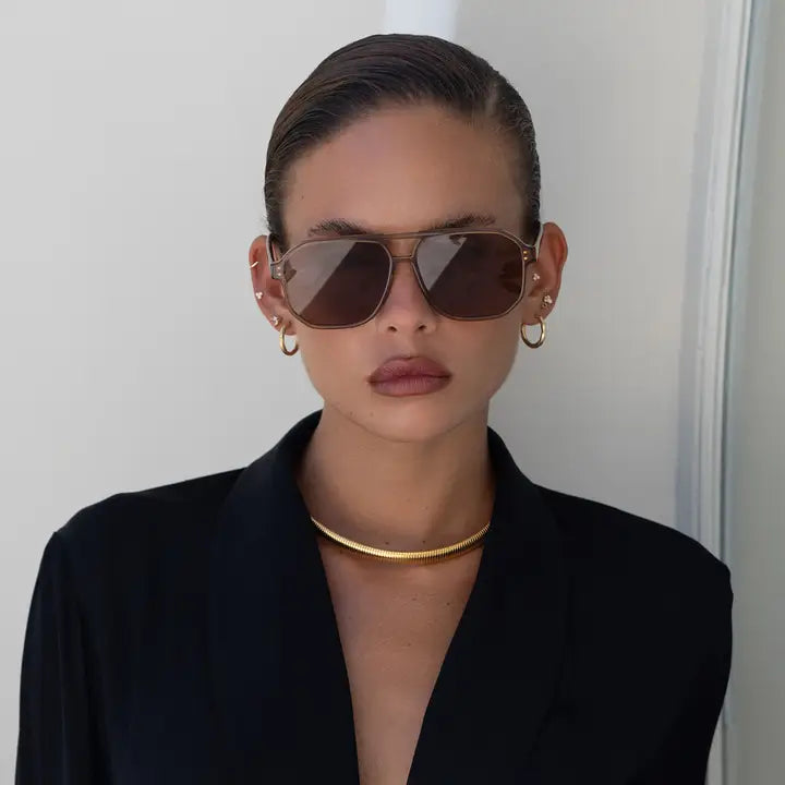 BILLIE UNISEX AVIATOR SUNGLASSES - BROWN