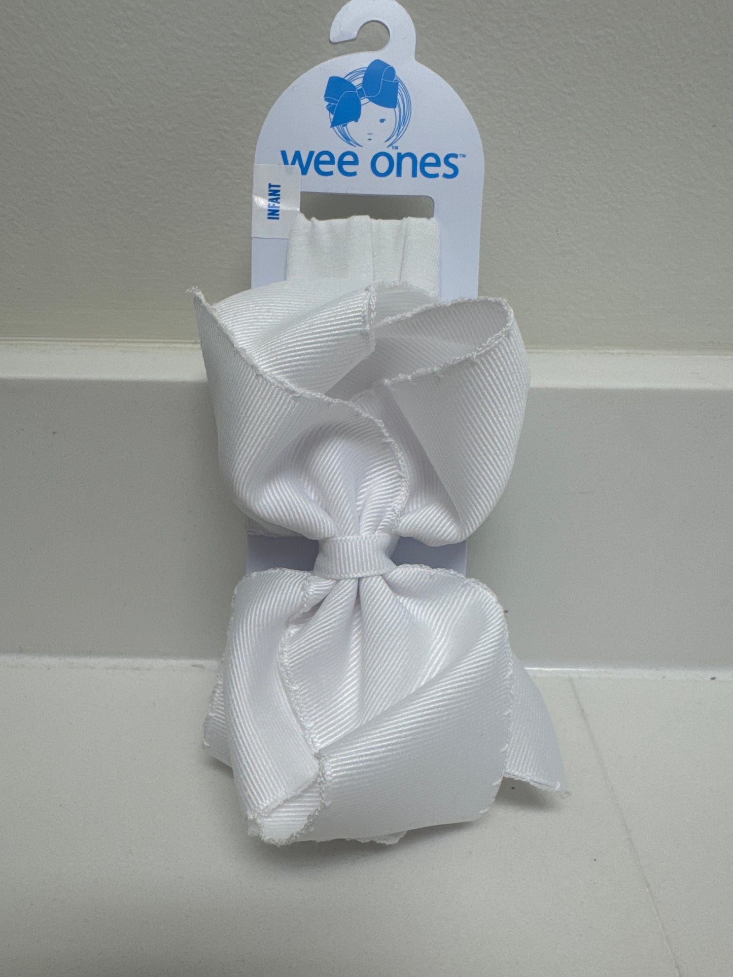 SMALL KING MOONSTITCH BOW ON JERSEY BAND HEADBAND - WHITE