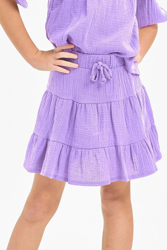 GAUZE TIERED SKIRT - LAVENDER