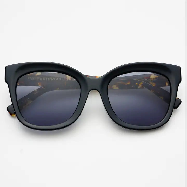 NAPLES ACETATE CAT EYE SUNGLASES - BLACK/TORTOISE