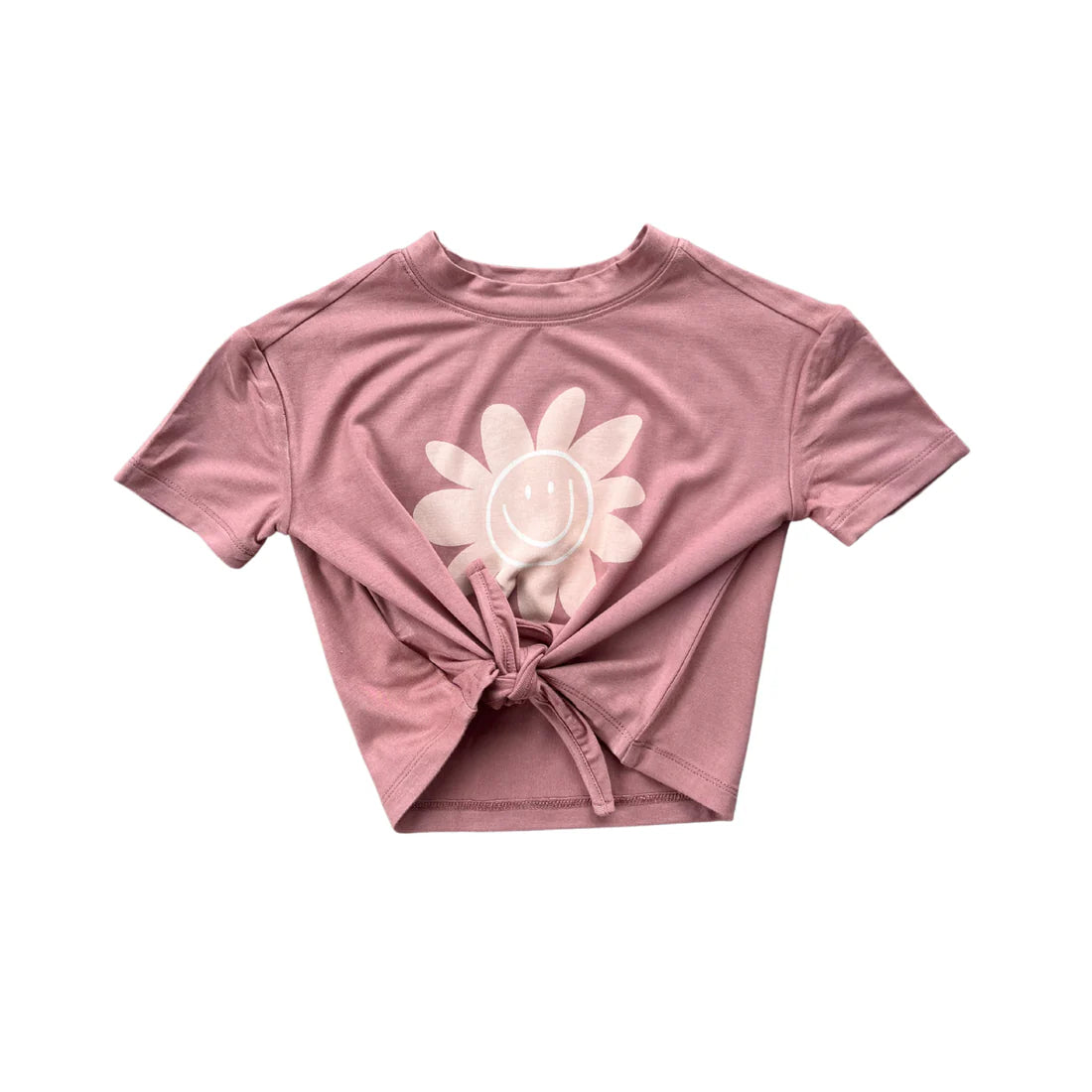 GIRL'S TIE FRONT SHIRT - RETRO SMILEY