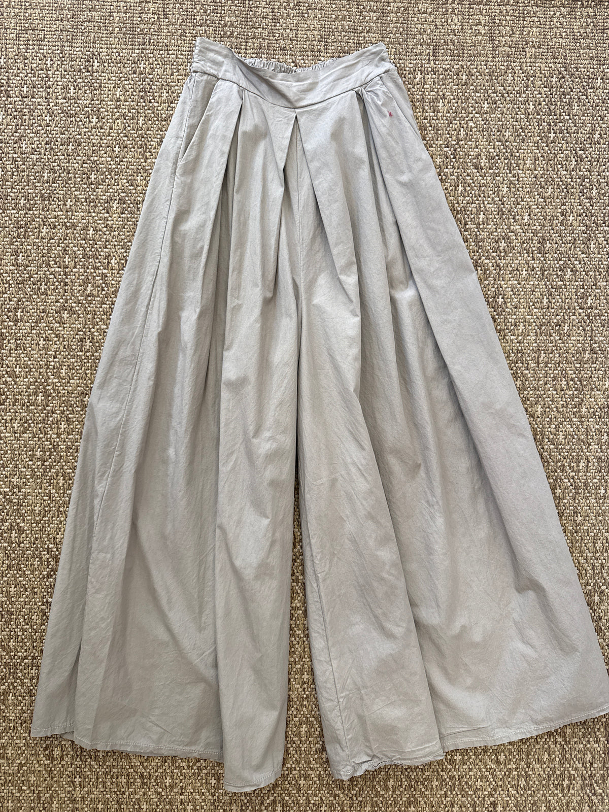 POPLIN EXTRA WIDE LEG TROUSERS - MOCHA