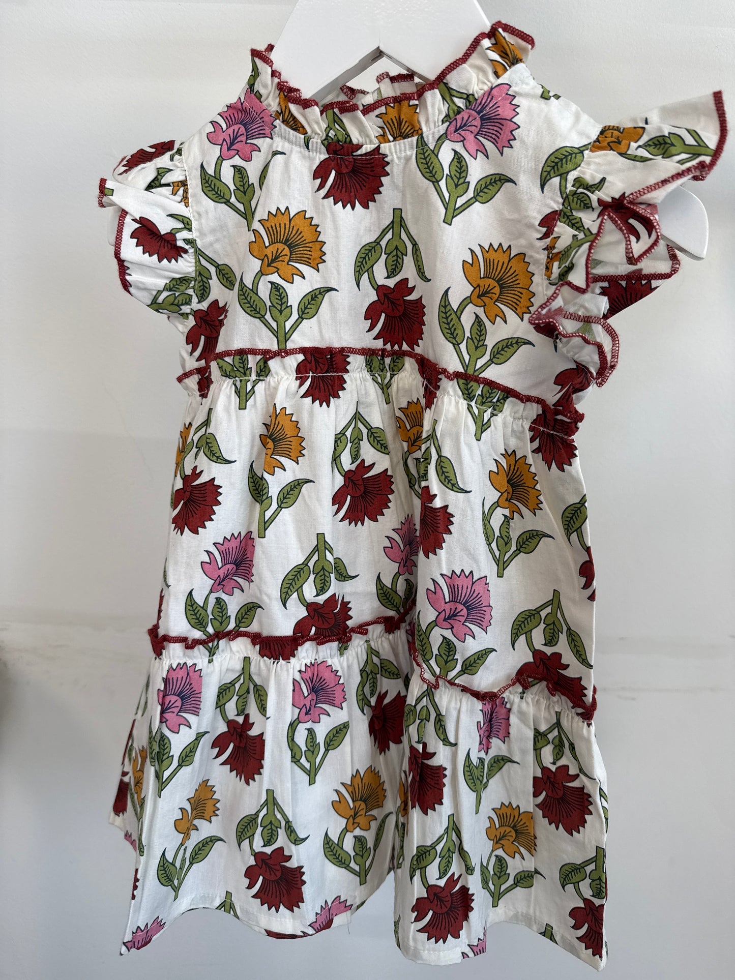 MULTI-FLORAL RUFFLE DRESS