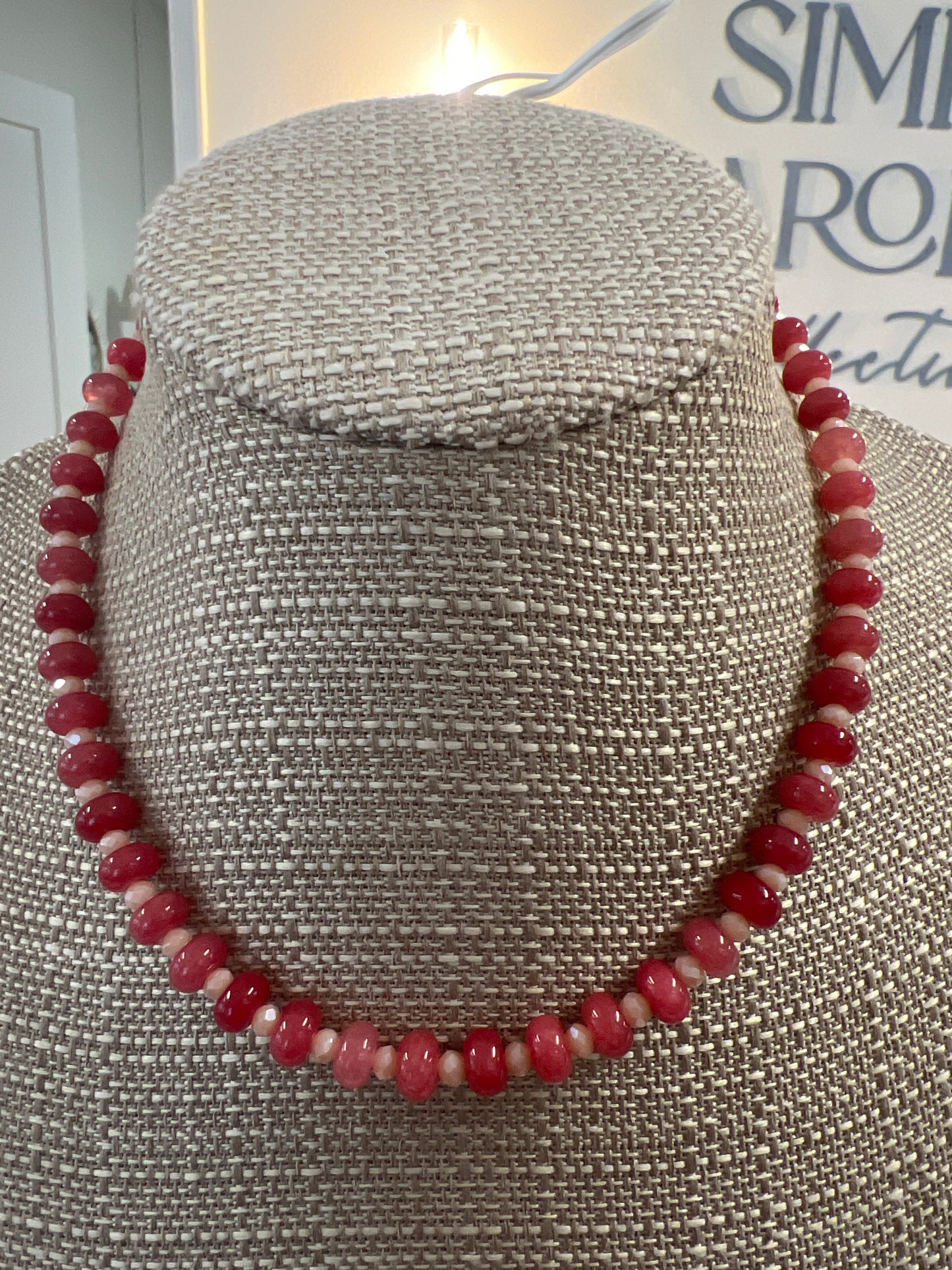 JADE BEAD/CRYSTAL NECKLACE - ASSORTED COLORS