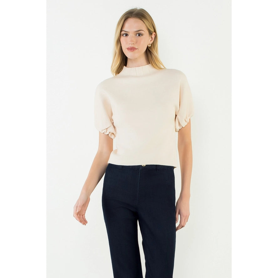 MOCK NECKLINE SUEDE TOP - BLACK