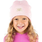 KIDS SUEDE PATCH BEANIE - PALE PINK