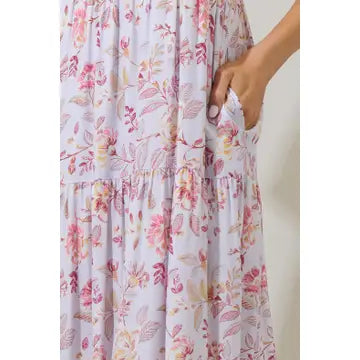 HANSON FLORAL TIERED MAXI DRESS - LIGHT BLUE/MULTI