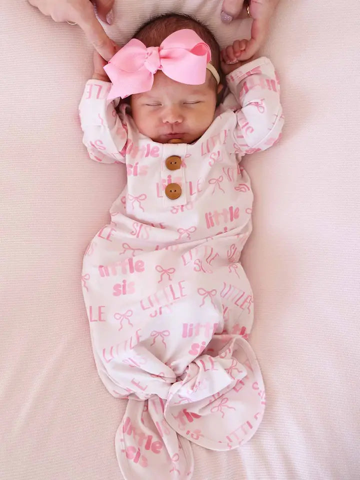 LIL SIS KNOT GOWN & HAT SET